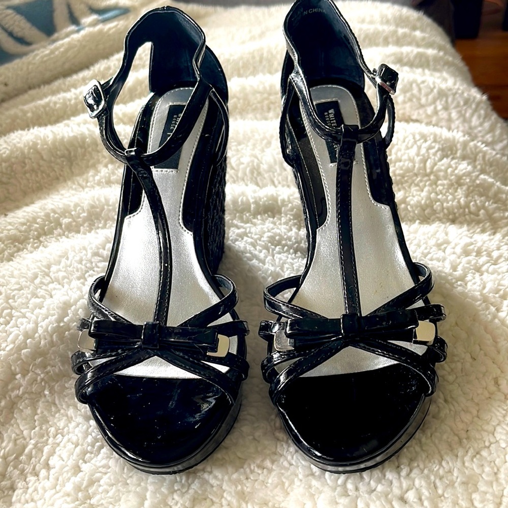 WHBM wedges.  Size 7.5.  Black.  NEW.